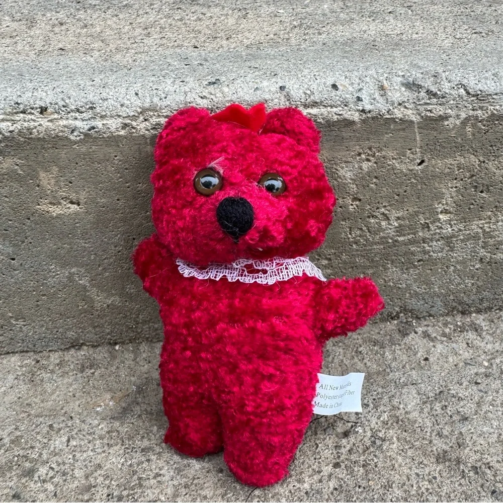 Mini Red‎ Bear Old Fashioned Textured Plush